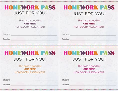 Free Printable Homework Pass