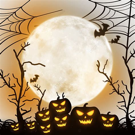 Halloween Decorations Witch Silhouette Transparent Background, Halloween Horror Moonlight Night ...