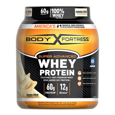 Body Fortress Super Advnaced Whey Protein Powder, Banana Cream, 2lb, 32oz - Walmart.com