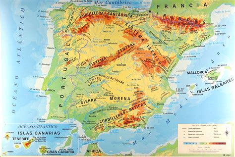 España-Mapa-Físico.gif (978×655) | Spagna, Spagnolo, Mappe