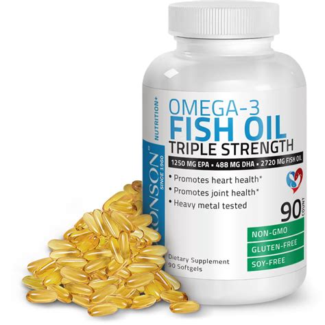 Omega 3 Fish Oil Triple Strength 2720mg - High EPA & DHA - Heavy Metal Tested Non GMO Gluten ...