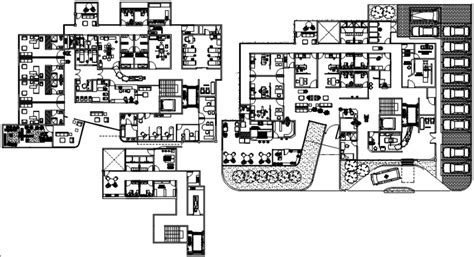 Maternity hospital floor plan distribution with furniture drawing ...