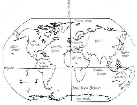 Continents And Oceans Blank Map Printable
