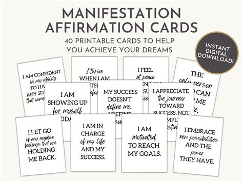 Manifestation Affirmation Cards Printable, Positive Affirmation Cards, Affirmation Deck ...