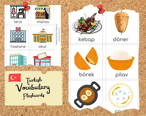 Turkish Vocabulary Flashcards A1 learn Turkish - Etsy