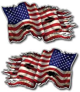 2 American USA Tattered Flag Vinyl Decal Bumper Sticker Car Truck Window Reverse | eBay