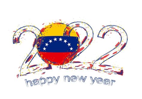 Feliz año nuevo 2022 con la bandera de venezuela. | Vector Premium