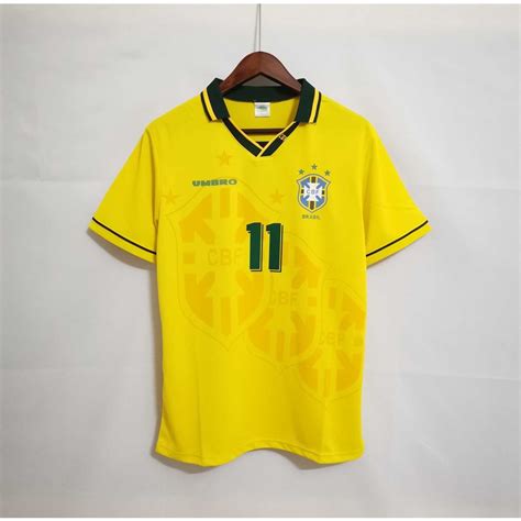 1994 Brazil Top Quality Home Retro Soccer Jersey custom T-shirt ...