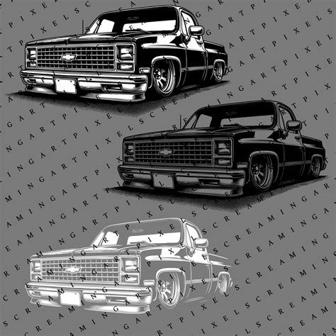 Chevy Squarebody Slammed C10 Digital File, PNG and SVG Files, Chevy C10 ...