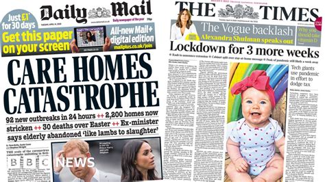 Newspaper headlines: Coronavirus 'care homes catastrophe' and 'stick ...