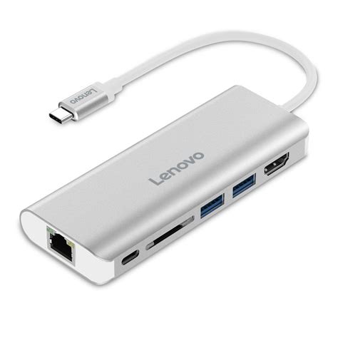 Buy Lenovo USB-C Hub, Aluminum Type C Adapter with HDMI Port, Gigabit Ethernet Port, USBC Power ...