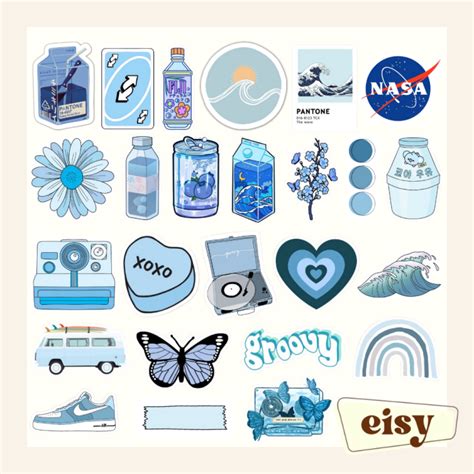 EISY 25pcs. Aesthetic Blue Sticker Pack | Lazada PH