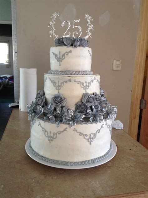 25th anniversary cake I made | 25 anniversary cake, 25th wedding ...