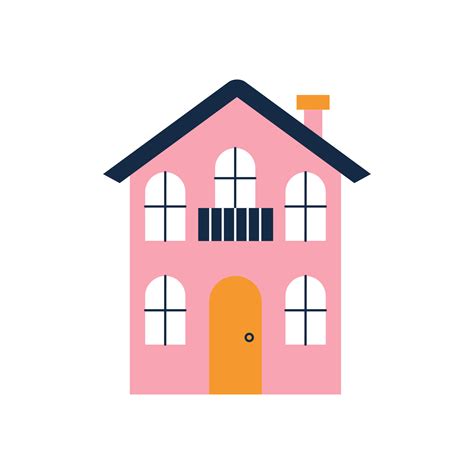 Cute pink house with two floors. Vector flat illustration 4776430 ...