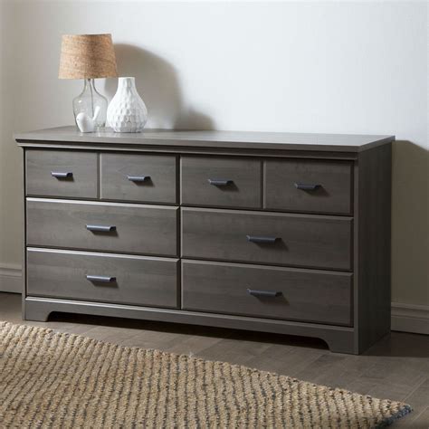 Gray Maple Wood Finish 6-Drawer Bedroom Dresser with Matte Black Handles | Decoración de unas ...