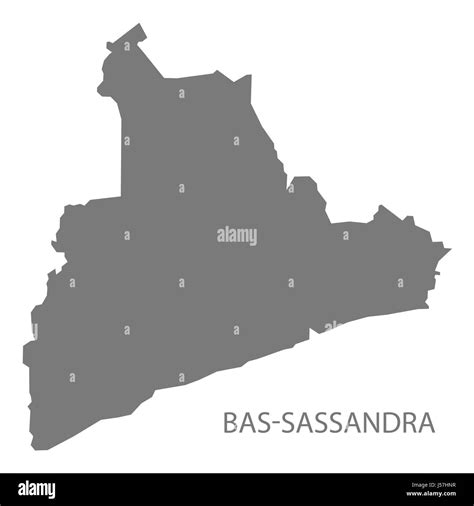 Bas-Sassandra Ivory Coast map grey illustration silhouette Stock Photo - Alamy