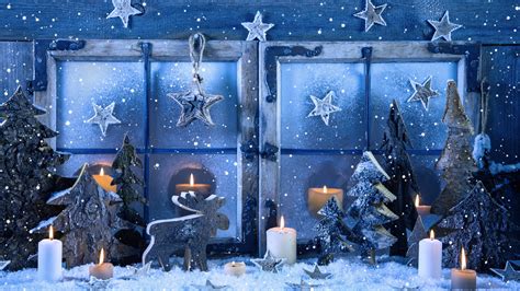 Download Wallpaper 1920x1080 Merry Christmas, window, snowflakes, candles, winter, snow Full HD ...