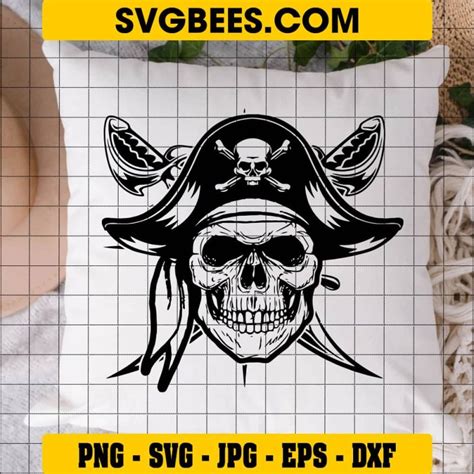 Pirate Skull SVG Bearded Skull SVG - SVGbees