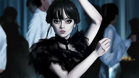 3840x2160 Resolution Wednesday Addams Dance Art 4K Wallpaper - Wallpapers Den