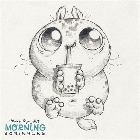 Bubble tea! #⚫️⚫️⚫️#morningscribbles | Cute monsters drawings, Character design, Monster drawing