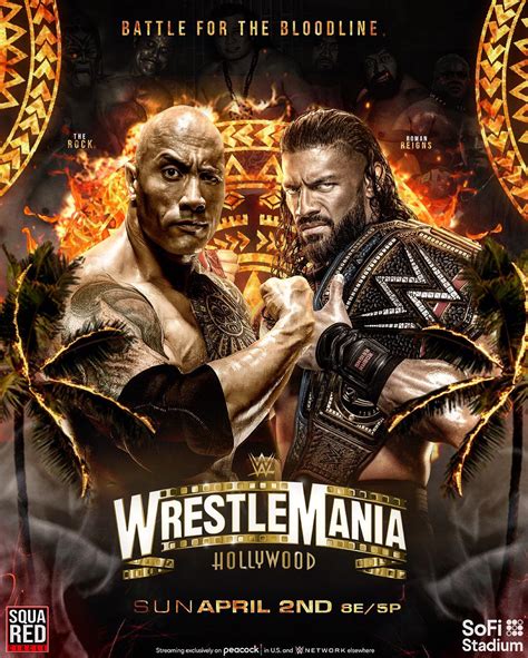 Poster I created for The Rock vs Roman Reigns at Wrestlemania. : r/SquaredCircle