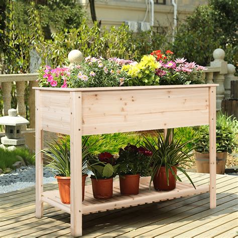 COSTWAY Raised Garden Planter Bed Box Stand Wood Elevated Planter w ...