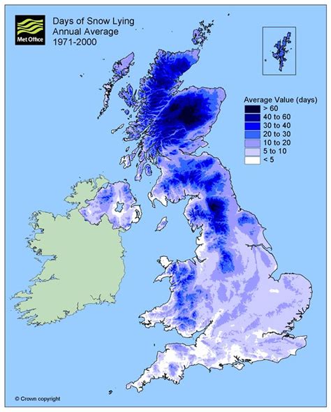 UK Snow on the ground annual average (1981-2010) [618 x 770] | London ...