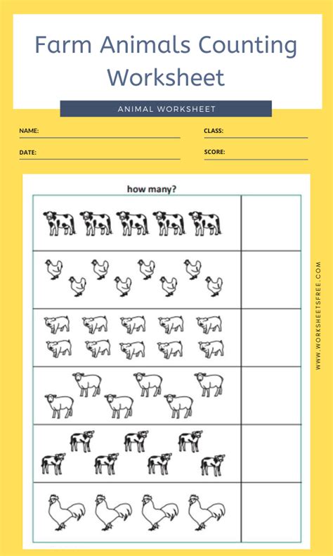 Farm Animals Counting Worksheet