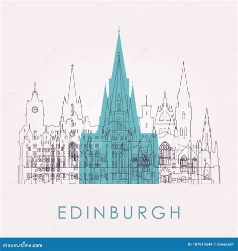 Edinburgh Skyline Vector Background | CartoonDealer.com #9605610