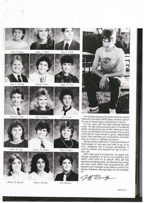 Jeff in his high school yearbook (on the right) : r/JeffBuckley