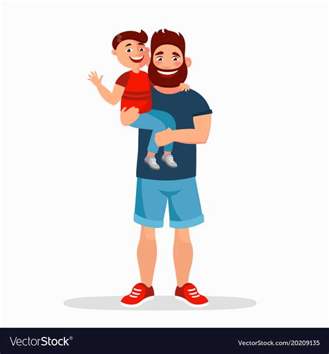 Father and son flat father Royalty Free Vector Image