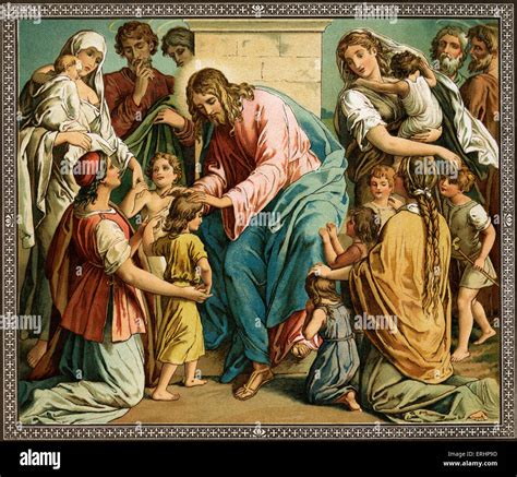 Jesus blessing little children - from The life of our lord, published Stock Photo: 83369257 - Alamy