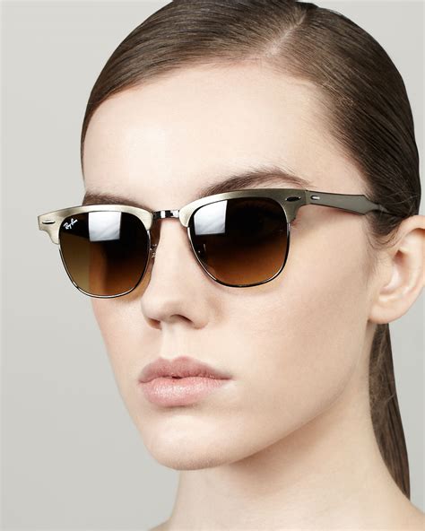 Lyst - Ray-Ban Metal Frame Clubmaster Sunglasses in Metallic