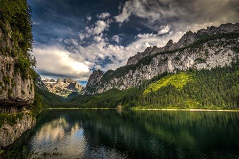 Summer Scene of Vorderer Gosausee Lake with Dachstein Glacier on ...