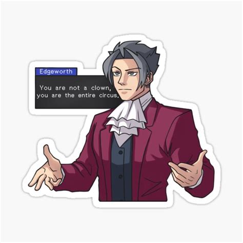 "Miles Edgeworth - Clown Meme" Sticker for Sale by Davriann | Redbubble