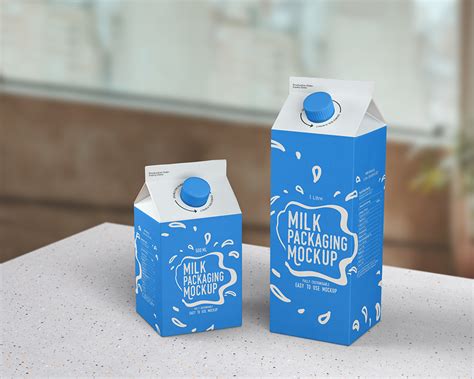 One liter and Half-liter Milk Packaging Mockup - Smashmockup