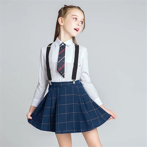 School Girls Uniform Clothes Set White Shirts Mini Vestido Chorus Stage Girls Clothes For 4 6 8 ...