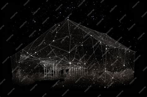 Premium AI Image | A starry night sky with a house in the middle and a starry sky.