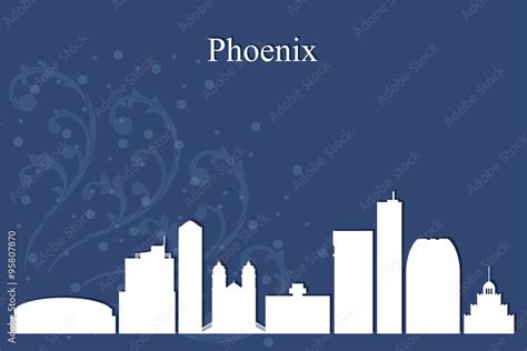 Phoenix city skyline silhouette on blue background Stock Vector | Adobe Stock