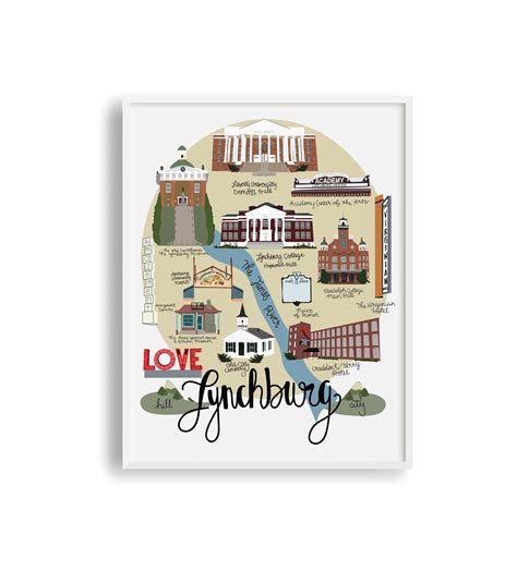 Lynchburg VA Print, Lynchburg Map, Lynchburg College, Liberty University, Randolph College - Etsy