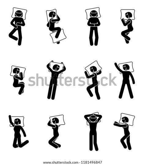 Stick Figure Woman Sleeping Icon Set Stock Illustration 1181496847 ...