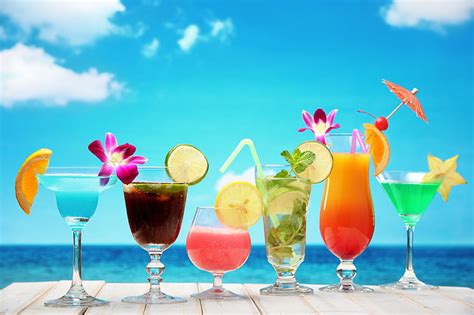 HD wallpaper: sea, beach, cocktail, summer, fruit, fresh, paradise ...