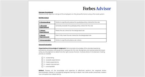 Performance Review Template & Examples (2023) – Forbes Advisor