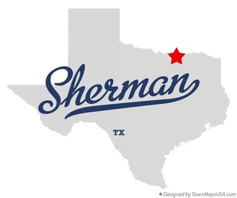 Map of Sherman, TX, Texas