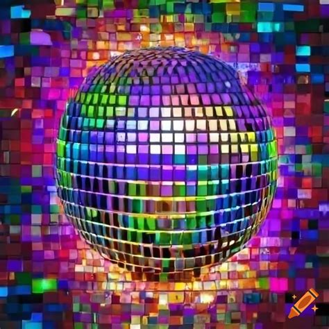 Shimmering disco ball on vibrant mosaic tiles
