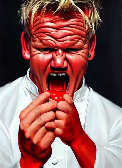 gordon ramsay angry, screaming, red face, spit flying | Stable Diffusion