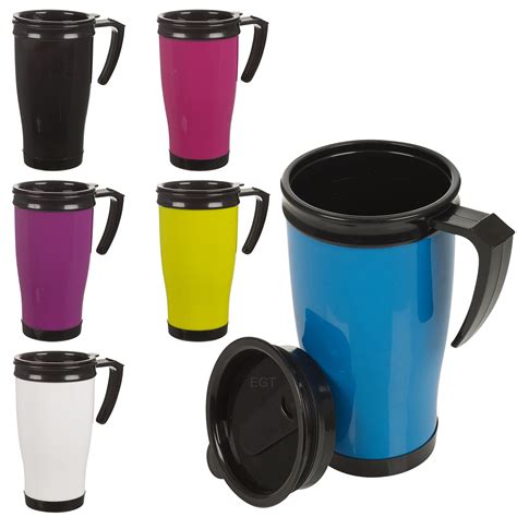 Insulated Double Wall Non Spill Travel Mug With Lid Easy Grip Coffee Tea Hot Cup | eBay