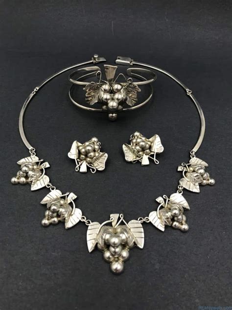 Sterling Silver Jewelry Set Mexico 925 Vintage Grape Cluster Leaf ...