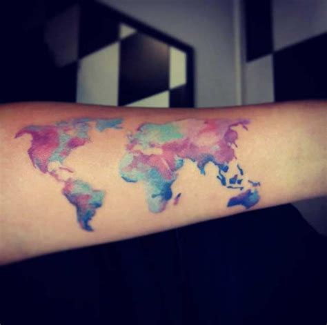 Body - Tattoo's - Watercolor World Map Tattoo by Nathalie Chili Rehn - TattooViral.com | Your ...