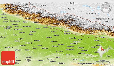 Physical Map Of Uttar Pradesh Satellite Outside - Bank2home.com